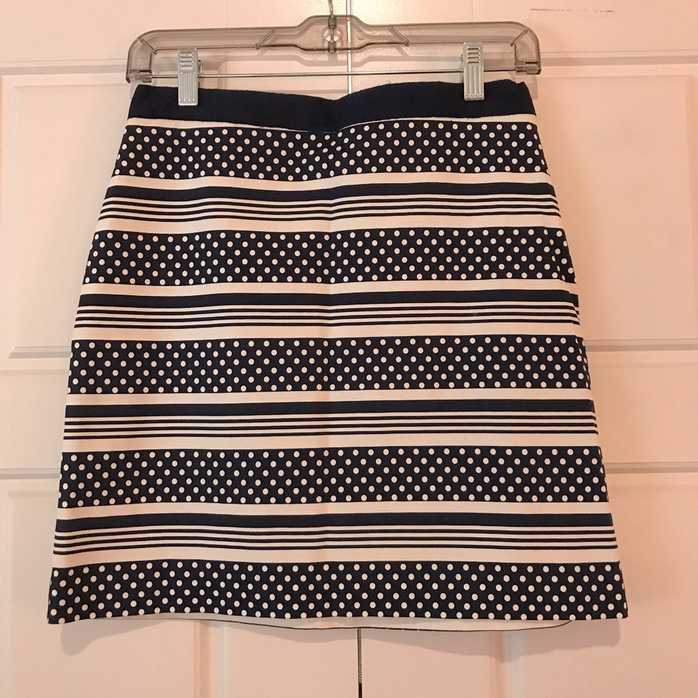 Navy & White Striped Skirt
